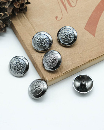 Bouton fantaisie : écusson zamak gris sidéral à pied - Mercerine