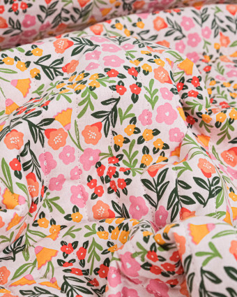 Tissu Matelassé Double Face Rose et Fuchsia Motif Fleuri - Mercerine