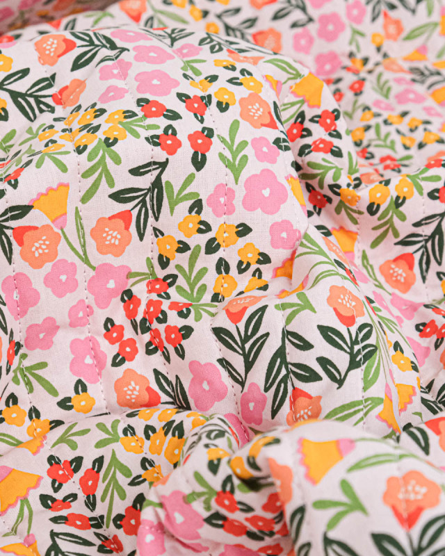 Tissu Matelassé Double Face Rose et Fuchsia Motif Fleuri - Mercerine