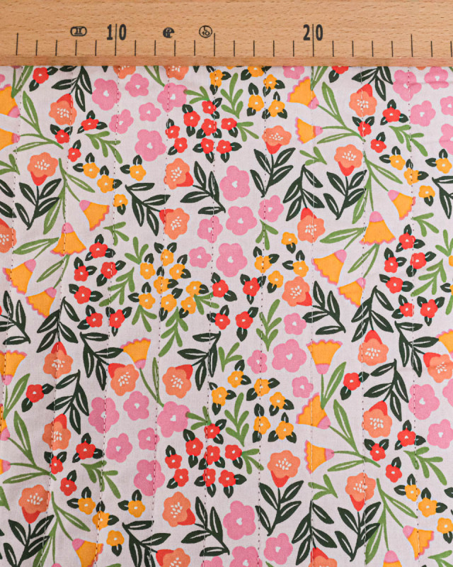 Tissu Matelassé Double Face Rose et Fuchsia Motif Fleuri - Mercerine