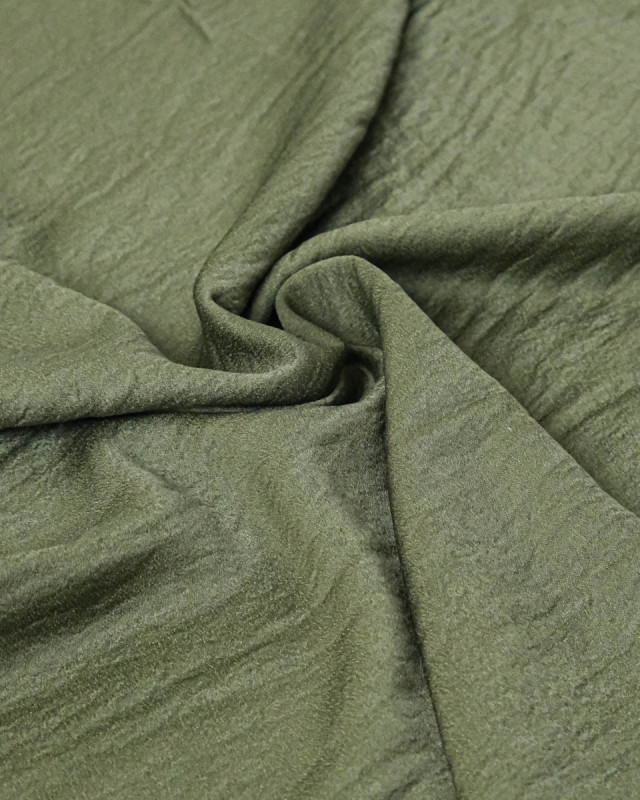 Tissu Crêpe Satiné Uni Kaki - Mercerine