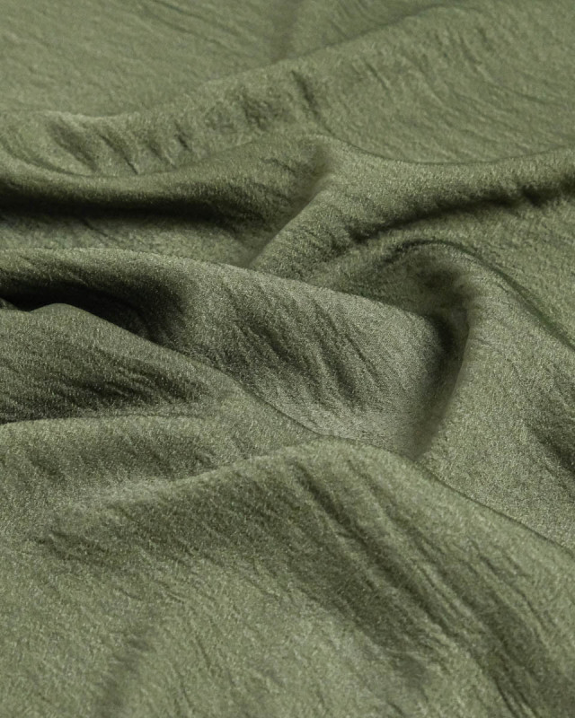 Tissu Crêpe Satiné Uni Kaki - Mercerine