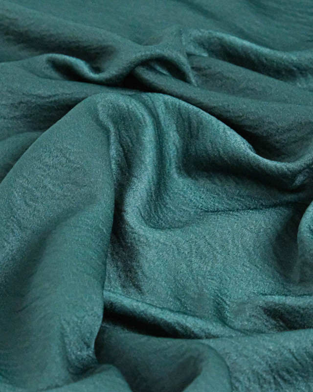 Tissu Crêpe Satiné Uni Vert Forêt - Mercerine