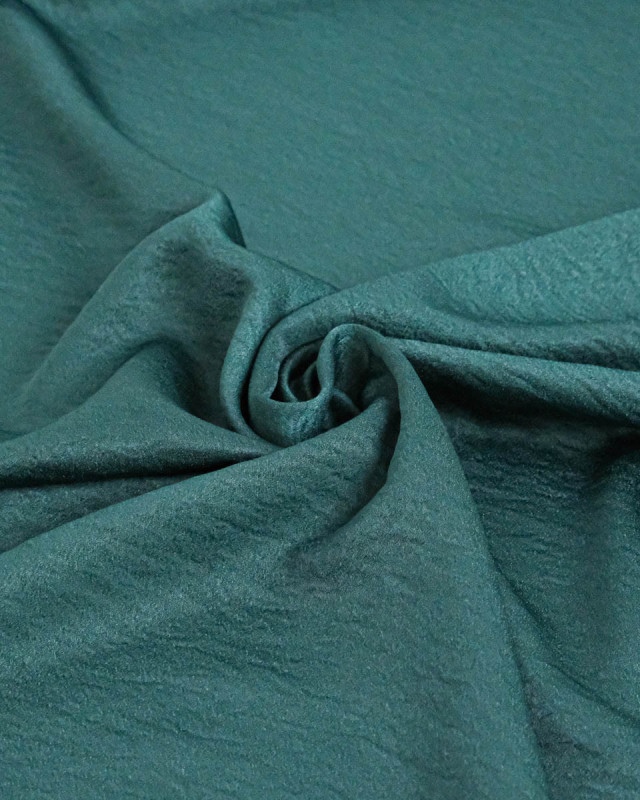 Tissu Crêpe Satiné Uni Vert Forêt - Mercerine