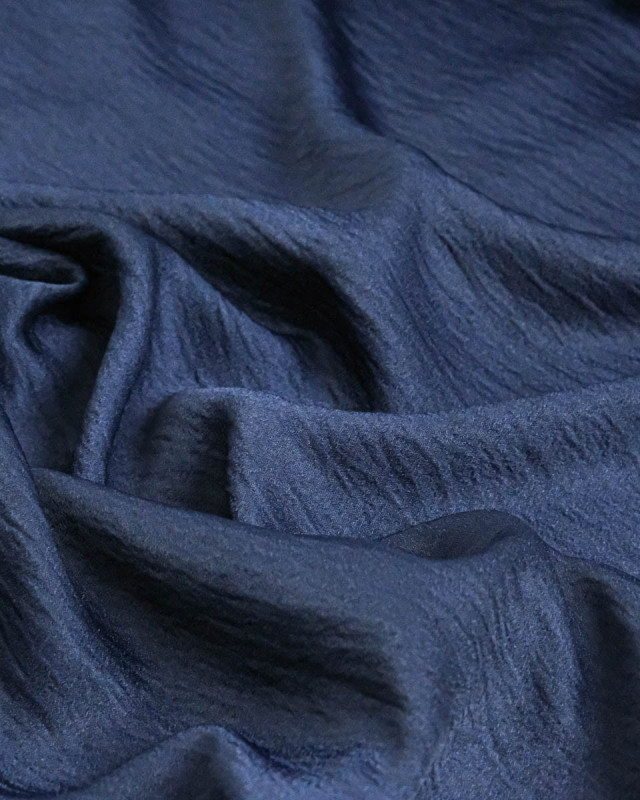 Tissu Crêpe Satiné Uni Bleu Navy - Mercerine
