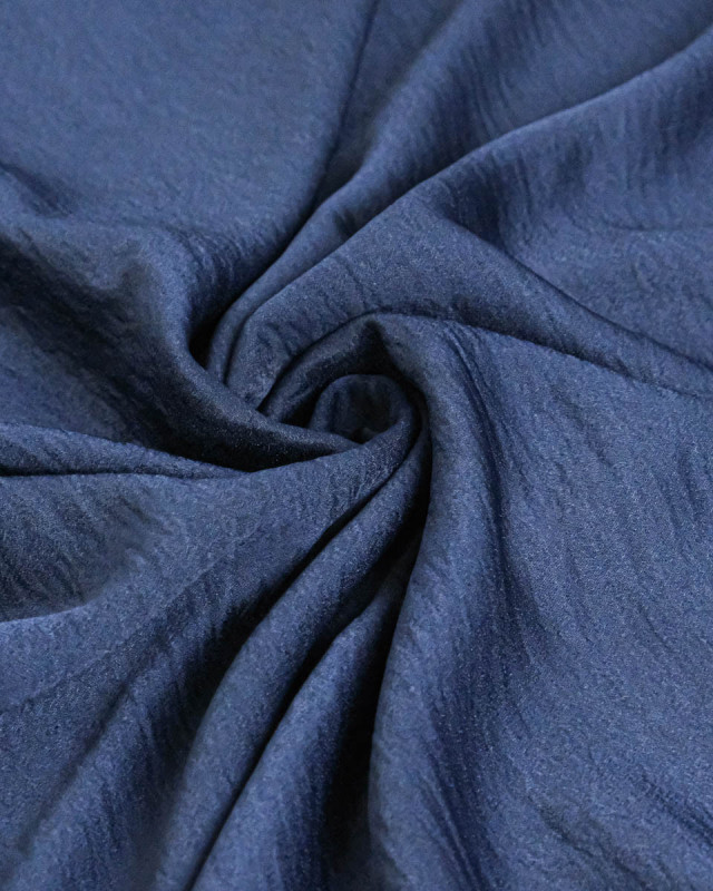 Tissu Crêpe Satiné Uni Bleu Navy - Mercerine