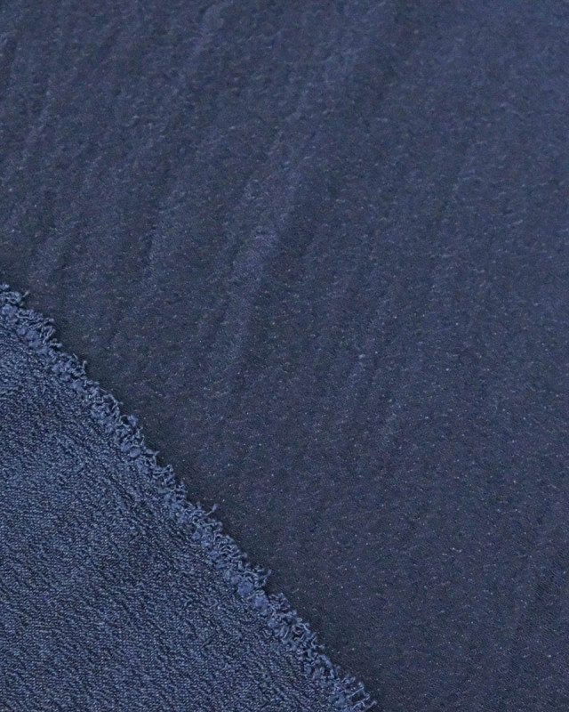 Tissu Crêpe Satiné Uni Bleu Navy - Mercerine