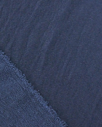 Tissu Crêpe Satiné Uni Bleu Navy - Mercerine