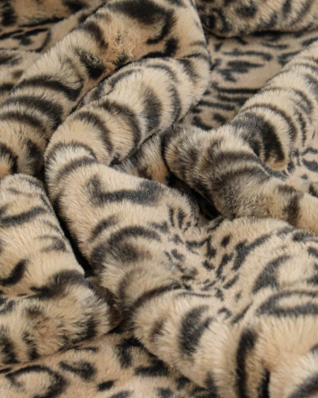 Imitation Fausse Fourrure Léopard Beige - Mercerine