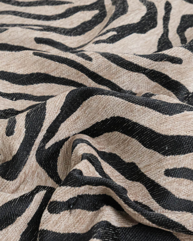 Tissu Jacquard Zèbre Noir - Mercerine
