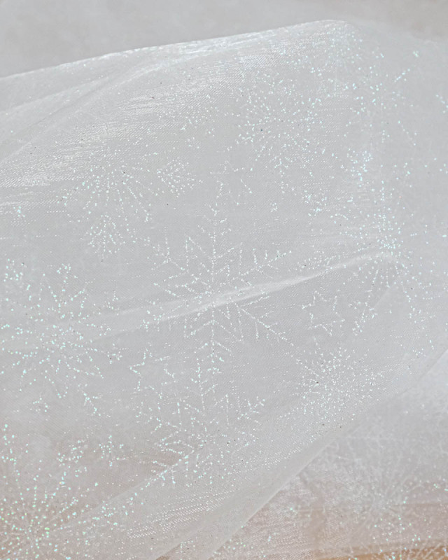 Organza Flocon Lurex Blanc   - Mercerine