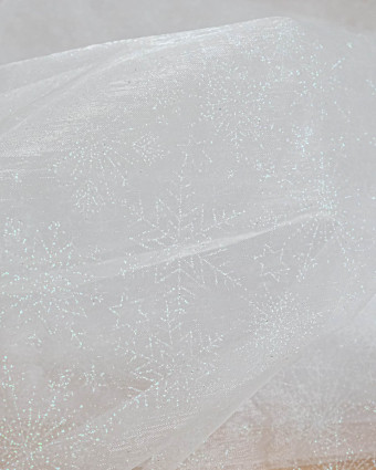 Organza Flocon Lurex Blanc   - Mercerine