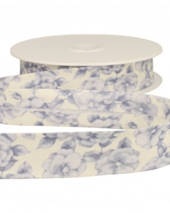 Biais Fleurs Pastel - Bleu, Rose, Gris, Taupe