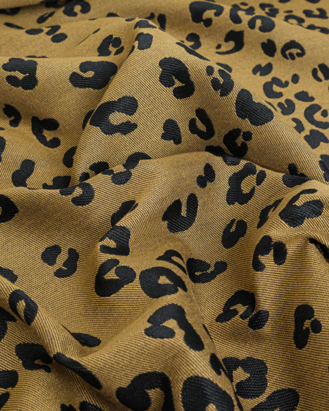Tissu Jacquard Léopard Ocre - Mercerine
