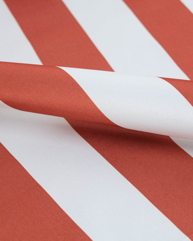 Tissu Extérieur Rayures Anti UV Terracotta - Mercerine