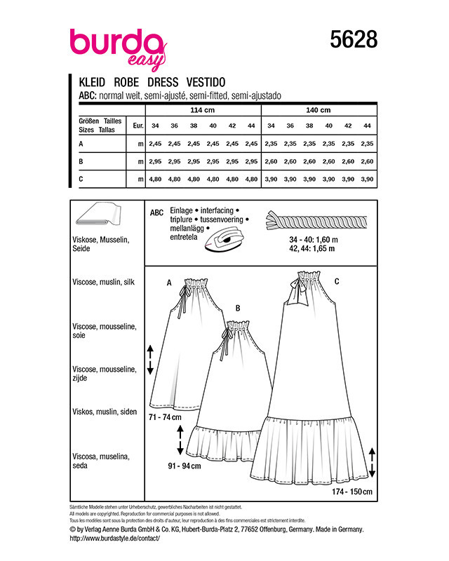 Patron Robe Burda 5628 - Mercerine
