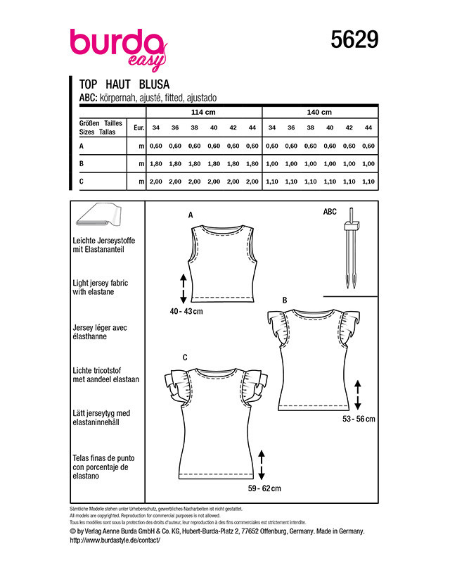 Patron Top Burda 5629 - Mercerine