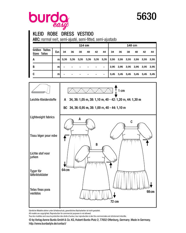 Patron Robe Burda 5630 - Mercerine