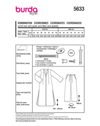 Patron Veste et pantalon Burda 5633 - Mercerine