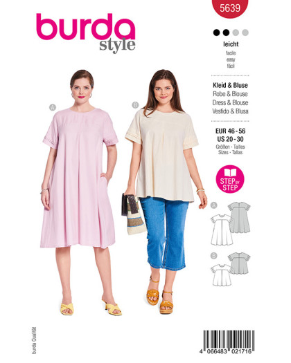 Patron Robe et chemisier Burda 5639 - Mercerine