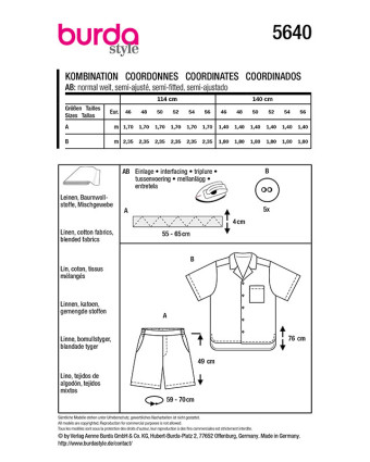 Patron Chemise et short Burda 5640 - Mercerine