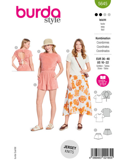 Patron T-shirt et short Burda 5645 - Mercerine