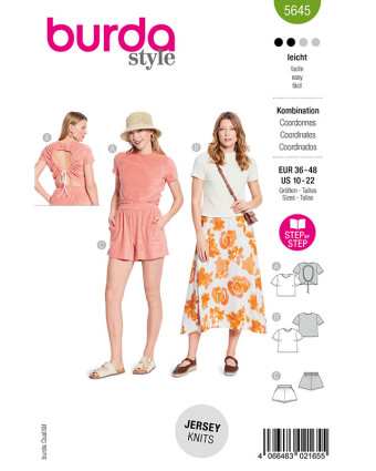 Patron T-shirt et short Burda 5645 - Mercerine