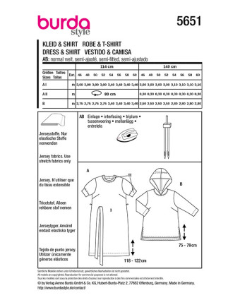 Patron Robe et t-shirt Burda 5651 - Mercerine