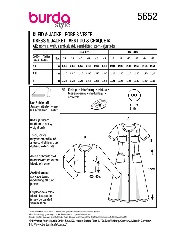 Patron Robe & Cardigan Burda 5652 - Mercerine