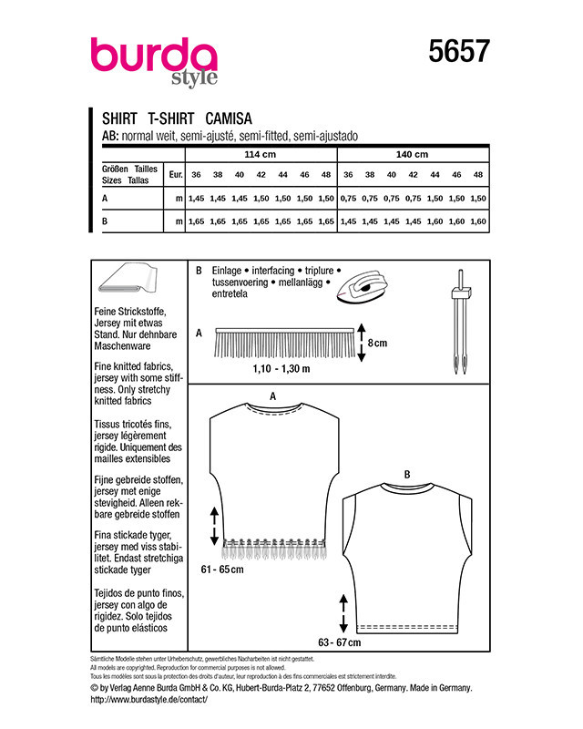 Patron T-shirt Burda 5657 - Mercerine