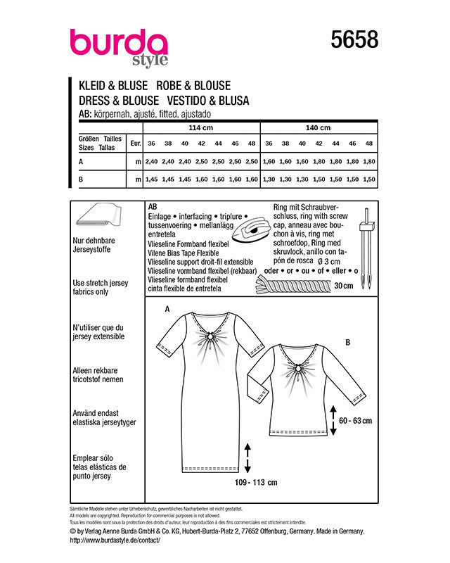Patron Robe & T-shirt Burda 5658 - Mercerine