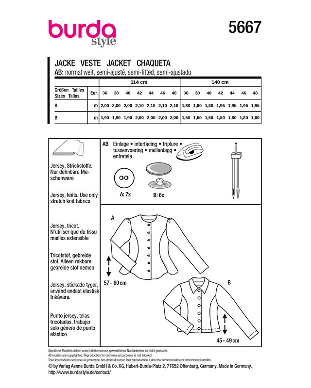 Patron Cardigan Burda 5667 - Mercerine