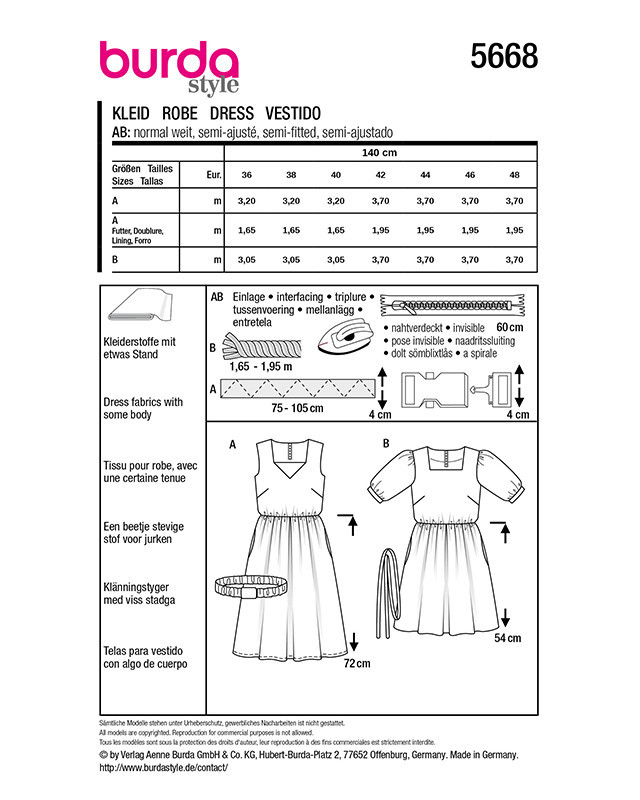 Patron Robe Burda 5668 - Mercerine