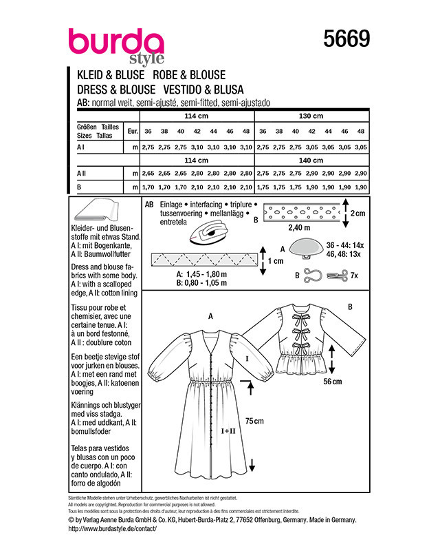 Patron Robe & Chemisier Burda 5669 - Mercerine