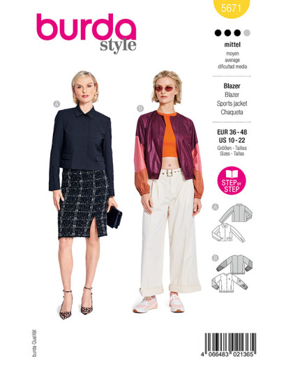 Patron Veste Burda 5671 - Mercerine