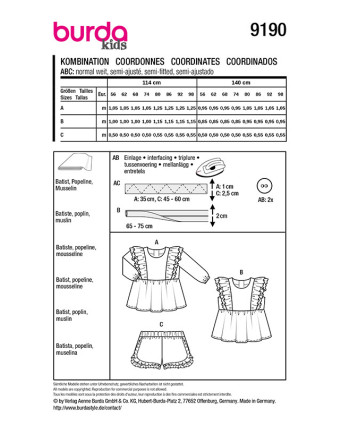 Patron Chemisier & Pantalon Burda 9190 - Mercerine