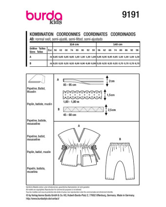 Patron Chemisier & Pantalon Burda 9191 - Mercerine