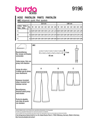 Patron Leggings Burda 9196 - Mercerine