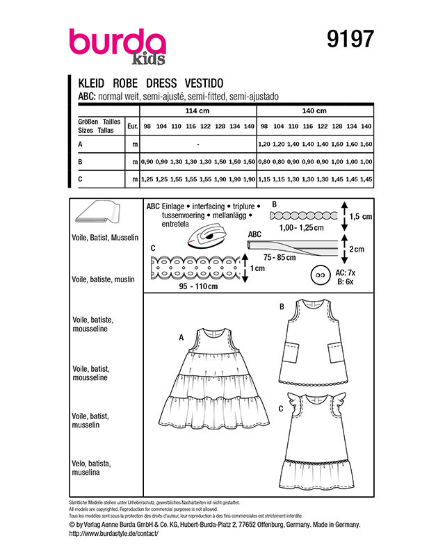 Patron Robes Burda 9197 - Mercerine