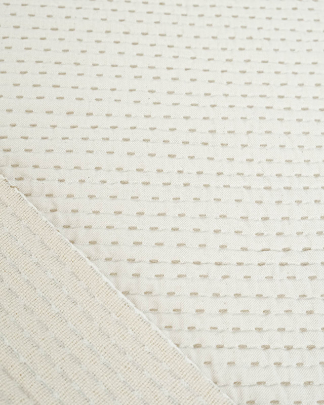 Tissu Jacquard Tissé Matelassé Ecru - Mercerine