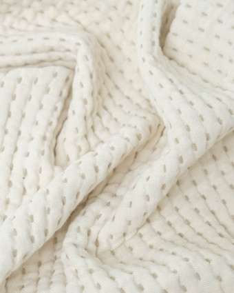 Tissu Jacquard Tissé Matelassé Ecru - Mercerine