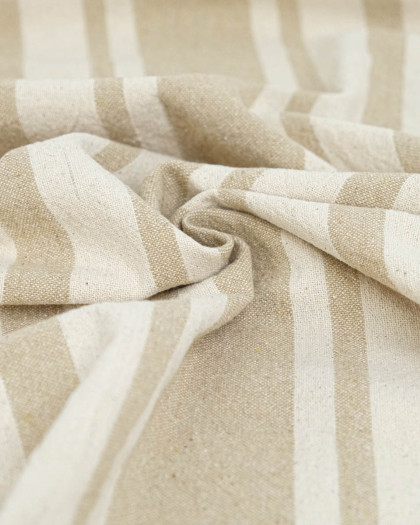 Toile de Coton Tissée à Rayures Ficelle