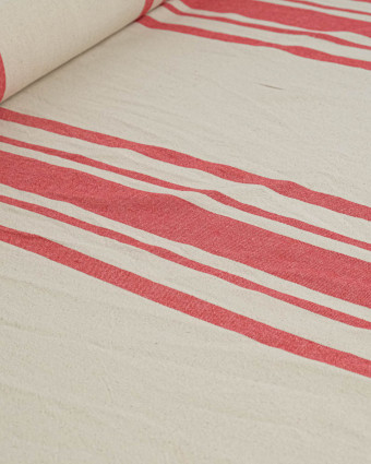 Toile de Coton Tissée à Rayures Rouge - Mercerine