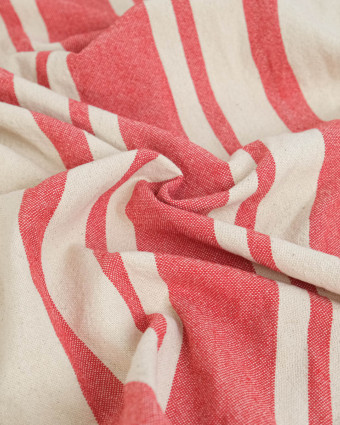 Toile de Coton Tissée à Rayures Rouge