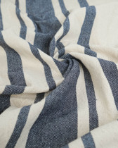 Toile de Coton Tissée à Rayures Indigo