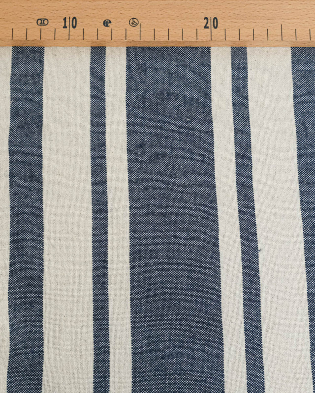 Toile de Coton Tissée à Rayures Indigo - Mercerine