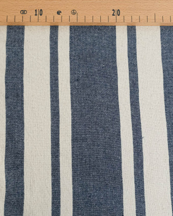 Toile de Coton Tissée à Rayures Indigo - Mercerine