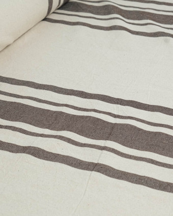 Toile de Coton Tissée à Rayures Café - Mercerine