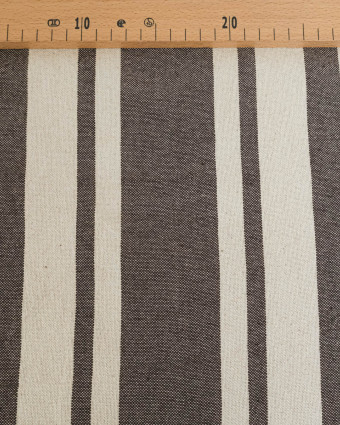 Toile de Coton Tissée à Rayures Café - Mercerine