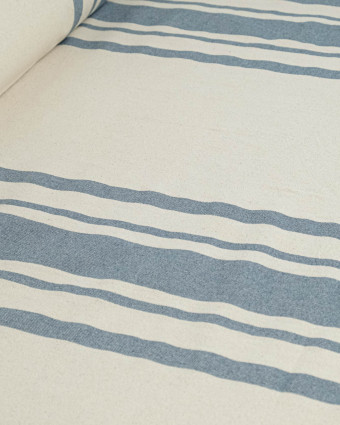 Toile de Coton Tissée à Rayures Bleu Jean - Mercerine